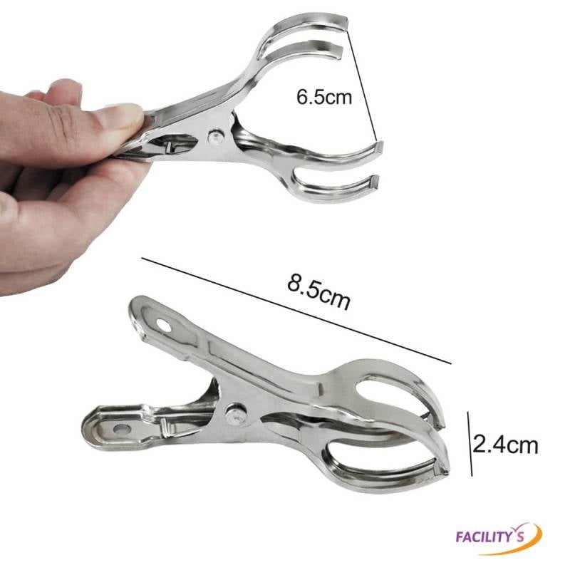 Lot 12 pinces à linge inox 8,5 cm Ø1,9CM - pour barres épaisses et cintres