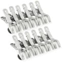Lot 12 pinces à linge inox 8,5 cm Ø1,9CM - pour barres épaisses et cintres