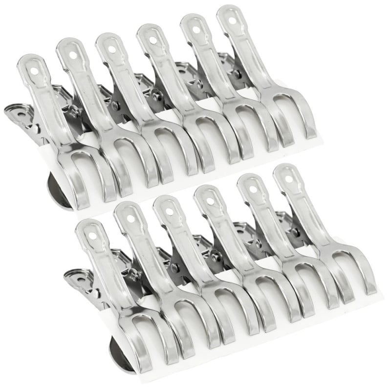 Lot 12 pinces à linge inox 8,5 cm Ø1,9CM - pour barres épaisses et cintres