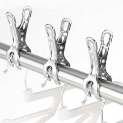 Lot 12 pinces à linge inox 8,5 cm Ø1,9CM - pour barres épaisses et cintres