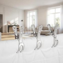 Lot 12 pinces à linge inox 8,5 cm Ø1,9CM - pour barres épaisses et cintres