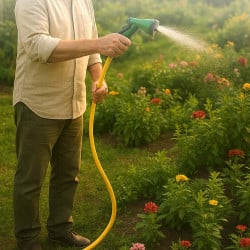 Tuyau d'arrosage tricoté antivrille jaune - souple et résistant