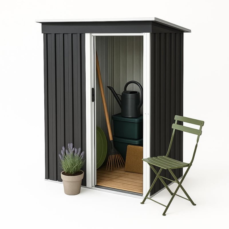 Petit abri de jardin en acier gris 1.14 m²