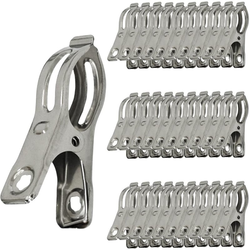 Lot 30 pinces à linge inox compactes et résistantes