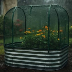 Carré potager en acier galvanisé surélevé avec filet de protection 120 x 60 x 11