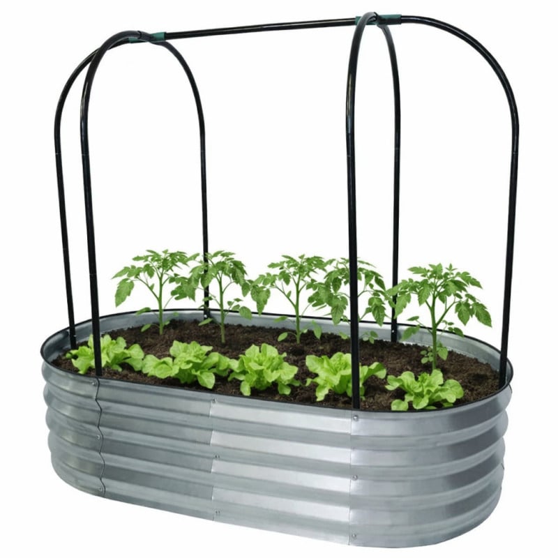 Carré potager en acier galvanisé surélevé avec filet de protection 120 x 60 x 11