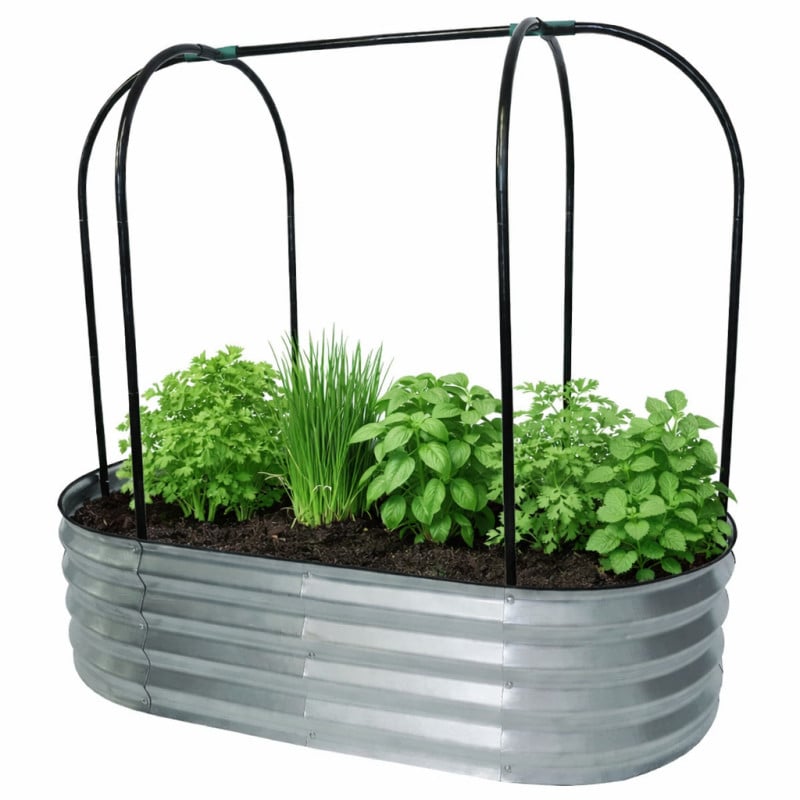 Carré potager en acier galvanisé surélevé avec filet de protection 12 0x 60 x 110 cm