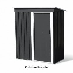 Petit abri de jardin gris anthracite en acier galvanisé : achat pas cher