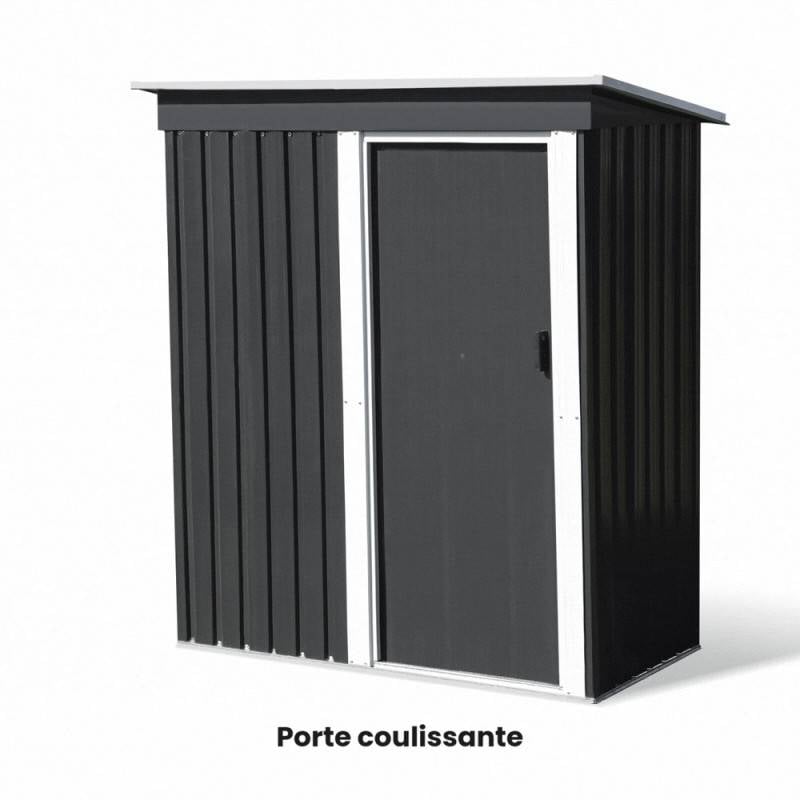 Petit abri de jardin gris anthracite en acier galvanisé : achat pas cher