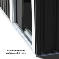 Petit abri de jardin gris anthracite en acier galvanisé : achat pas cher