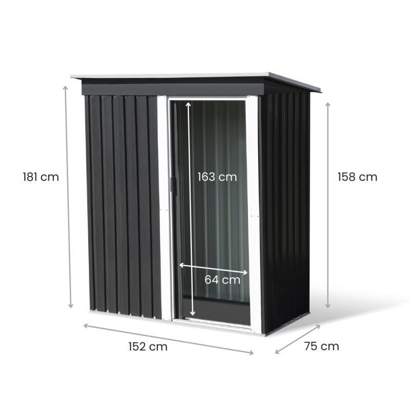 Petit abri de jardin gris anthracite en acier galvanisé : achat pas cher