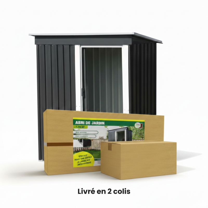 Petit abri de jardin gris anthracite en acier galvanisé : achat pas cher