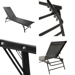 Transat de jardin inclinable noir , toile textilène – Résistant et élégant