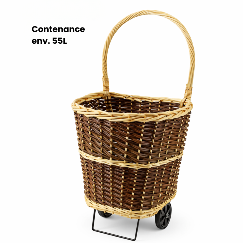 Chariot en osier porte bûches pas cher