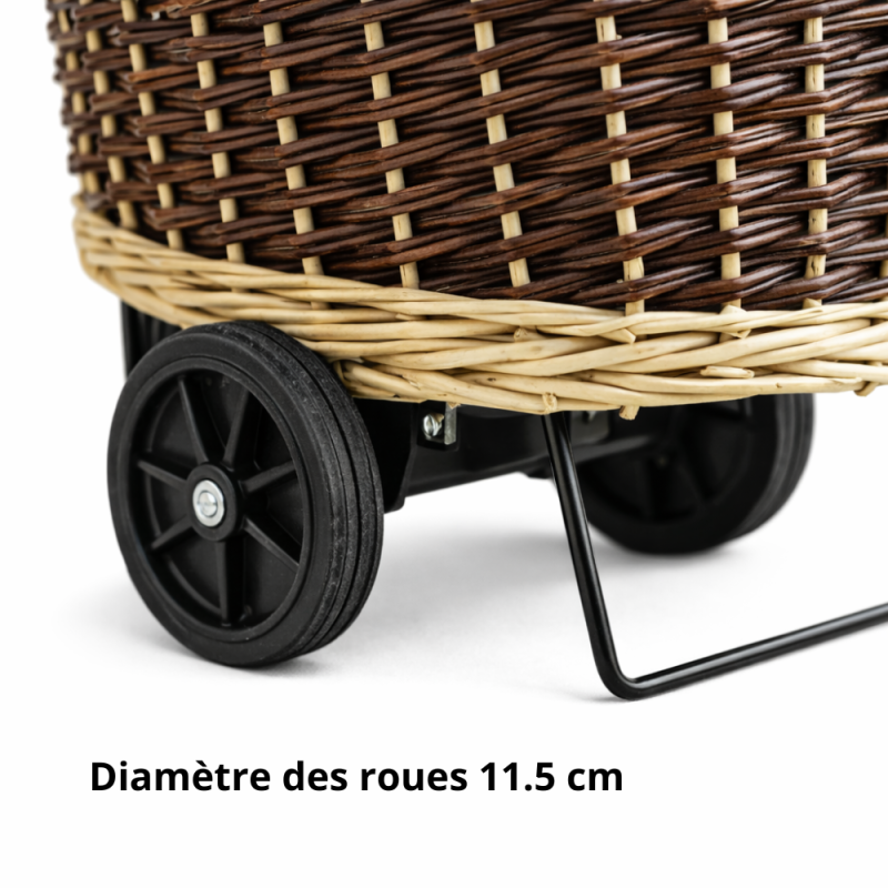 Chariot en osier porte bûches pas cher