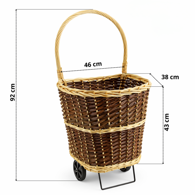 Chariot en osier porte bûches pas cher