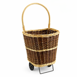 Chariot en osier porte bûches pas cher