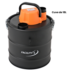 Aspirateur à cendres chaudes Facilitys – 1200 W – Cuve métal 18 L