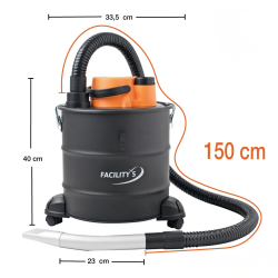 Aspirateur à cendres chaudes Facilitys – 1200 W – Cuve métal 18 L
