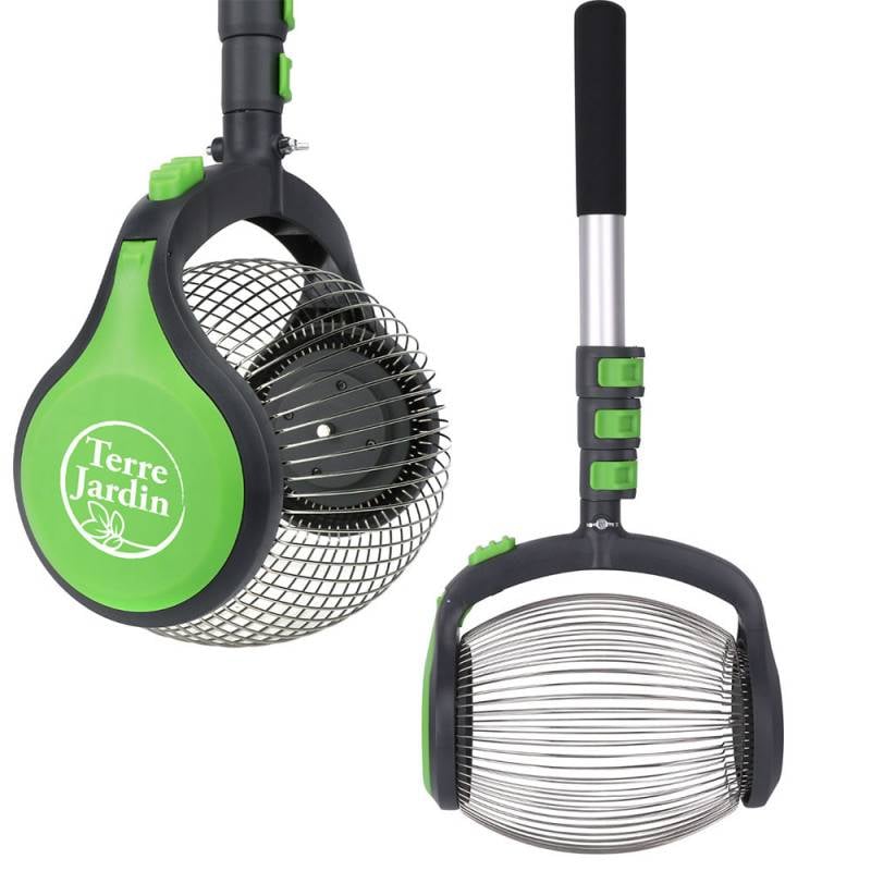 Ramasse Noix, châtaignes et marrons avec manche télescopique et ouverture latéra