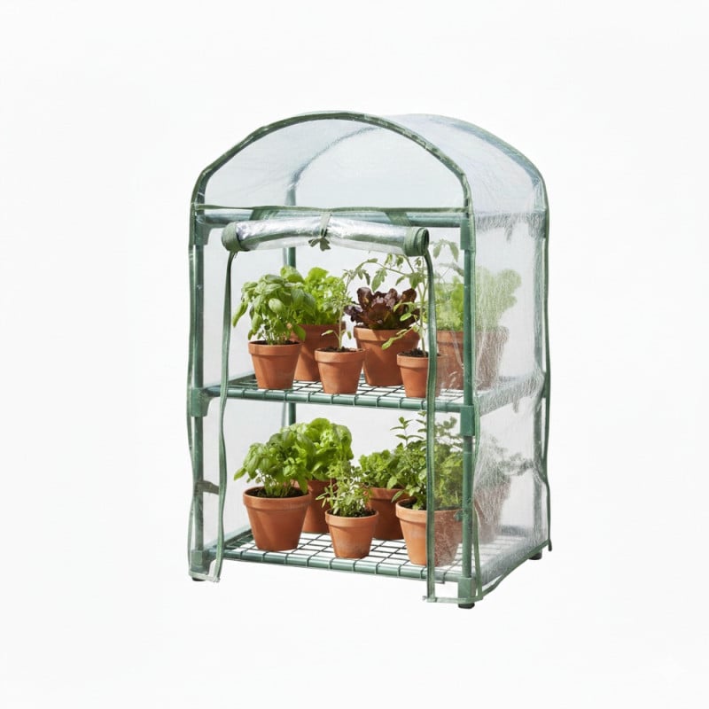 Mini serre de jardin 2 étages 50x45x84 cm pour semis et balcon