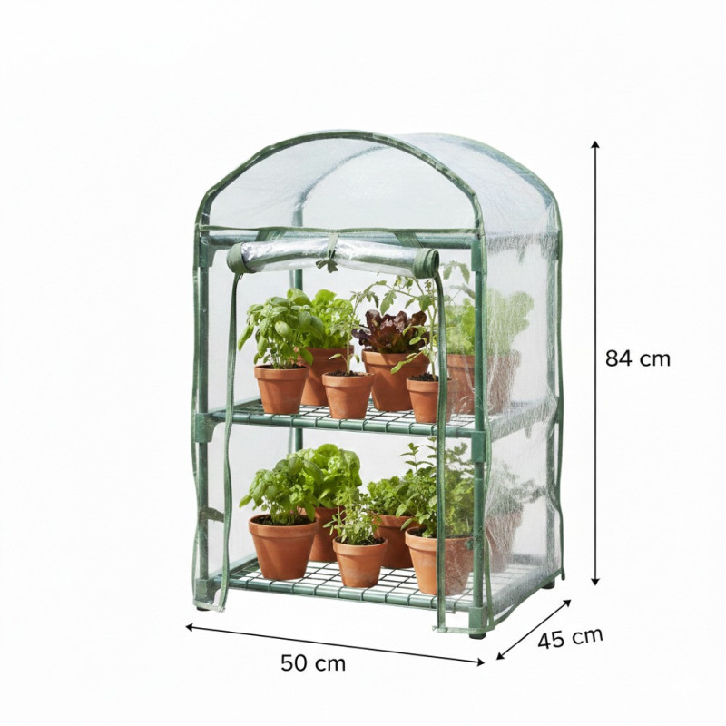 Mini serre de jardin 2 étages 50x45x84 cm pour semis et balcon