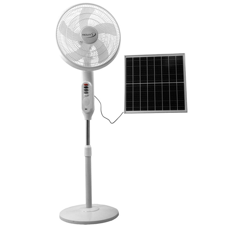 Ventilateur sur pied solaire et électrique 2-en-1 Ø41 cm