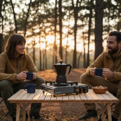 Réchaud à gaz portable camping avec valisette