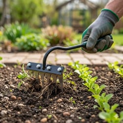 Râteau de désherbage 6 dents en acier noir