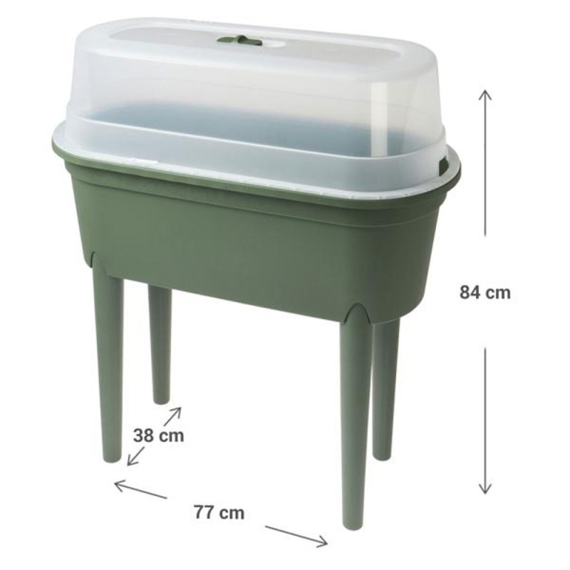 Serre jardinière sur pieds avec couvercle 77 x 38 x 84 cm