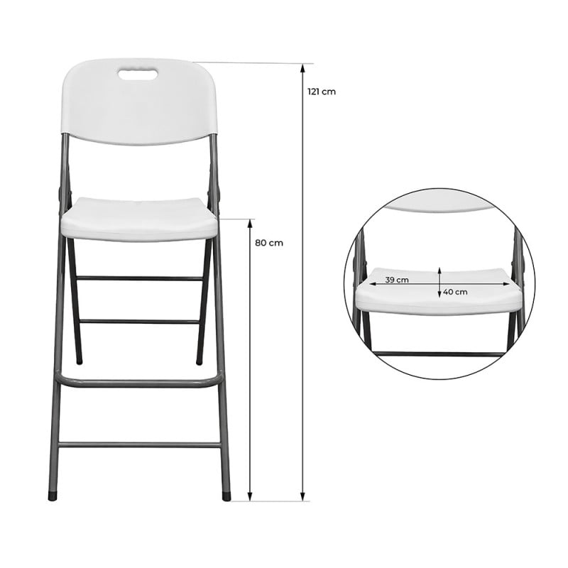 Chaise haute pliante blanche 45 x 79 x 121 cm