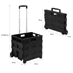 Chariot caisse pliable ultra-slim 45L avec poignée télescopique