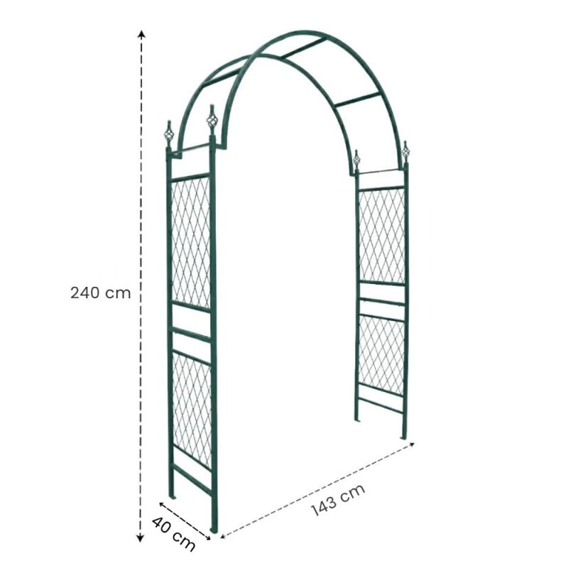 Arche de jardin métal vert 234 cm pour plantes grimpantes