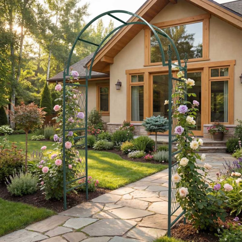 Arche de jardin métal vert 234 cm pour plantes grimpantes