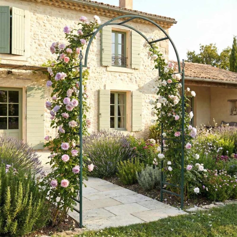 Arche de jardin métal vert 234 cm pour plantes grimpantes