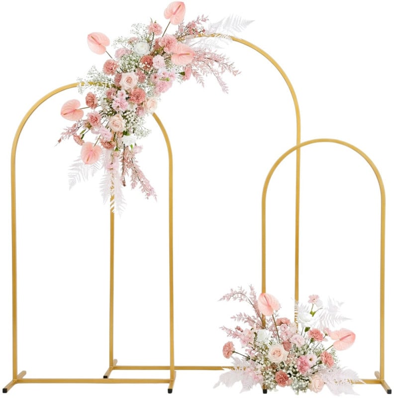 Lot de 3 arches de décoration métal doré 220 180 140 cm