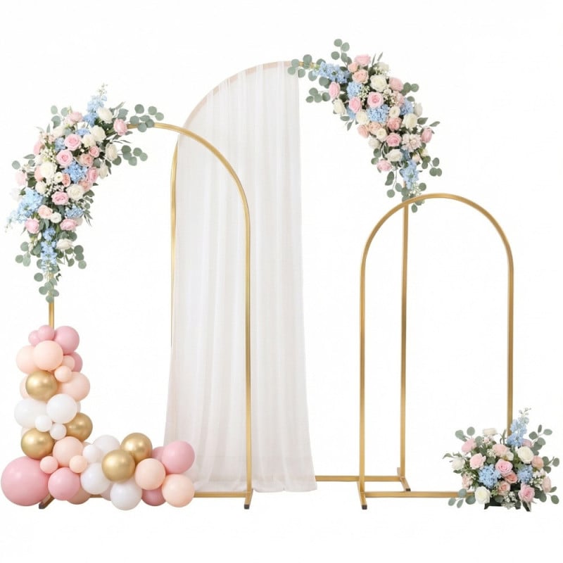 Lot de 3 arches de décoration métal doré 220 180 140 cm
