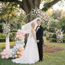 Lot de 3 arches de décoration métal doré 220 180 140 cm