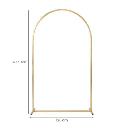 Arche de mariage en métal doré 220 x 120 cm avec lestage et fixation
