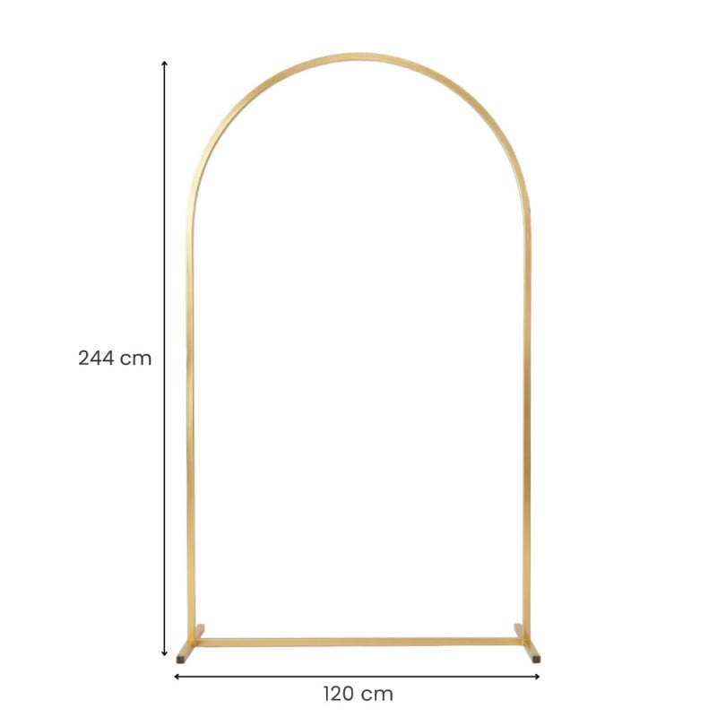 Arche de mariage en métal doré 220 x 120 cm avec lestage et fixation