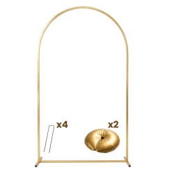 Arche de mariage en métal doré 220 x 120 cm avec lestage et fixation