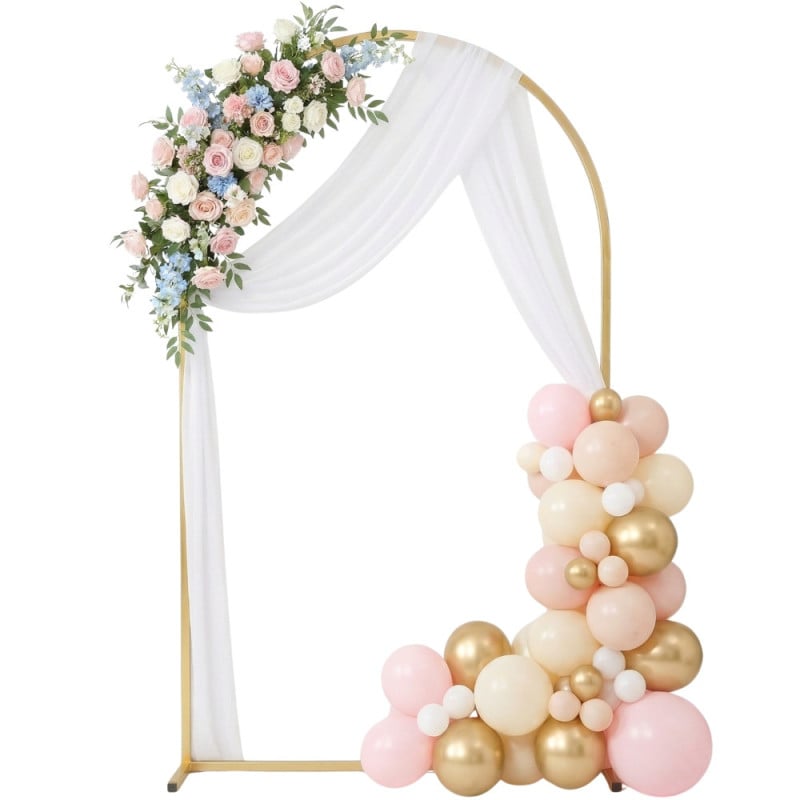 Arche de mariage en métal doré 220 x 120 cm avec lestage et fixation