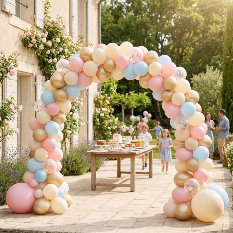 Kit arche à ballons 270 x 300 cm 87 pièces - set complet avec 2 supports de tabl