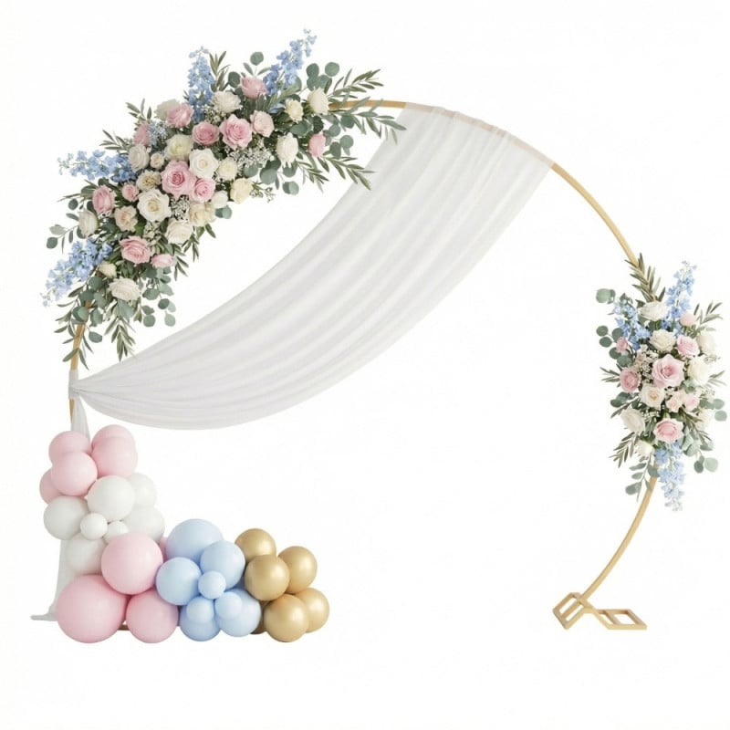 Arche à ballons ronde en métal doré 244 x 213 cm avec lestage