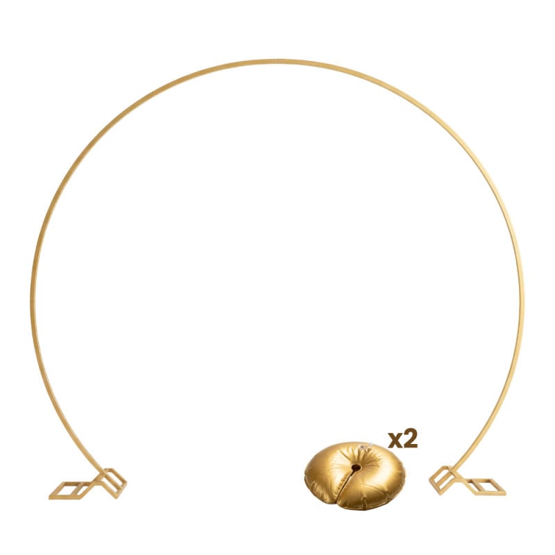 Arche à ballons ronde en métal doré 244 x 213 cm avec lestage