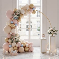 Arche à ballons ronde en métal doré 244 x 213 cm avec lestage