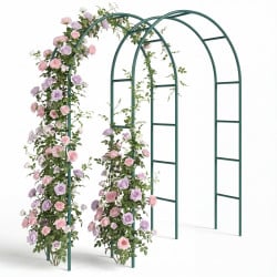 Lot de 2 arches de jardin en métal vert 240 x 140 cm pour plantes grimpantes
