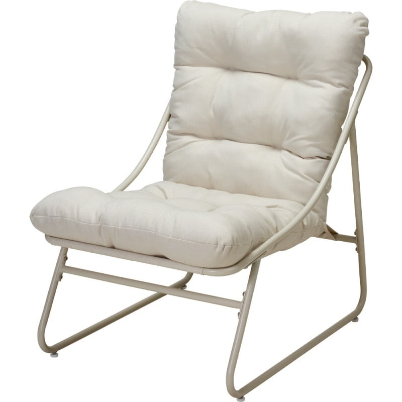 Salon de jardin 3 pièces en acier crème - 2 chaises relax avec table