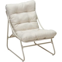 Salon de jardin 3 pièces en acier crème - 2 chaises relax avec table