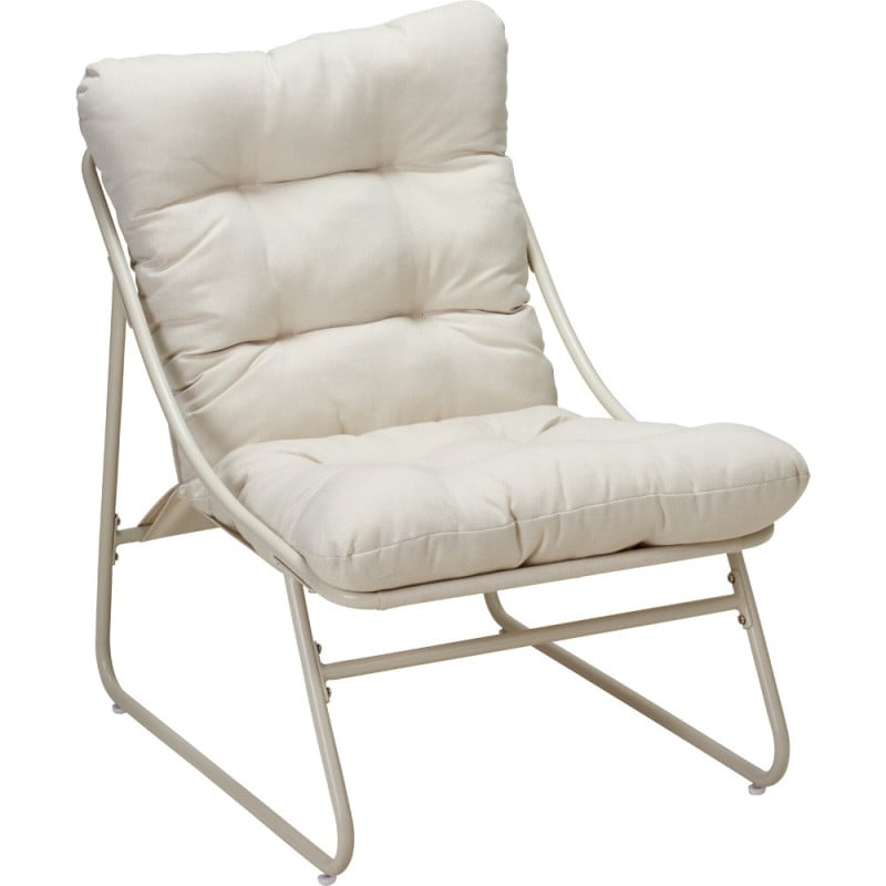 Salon de jardin 3 pièces en acier crème - 2 chaises relax avec table